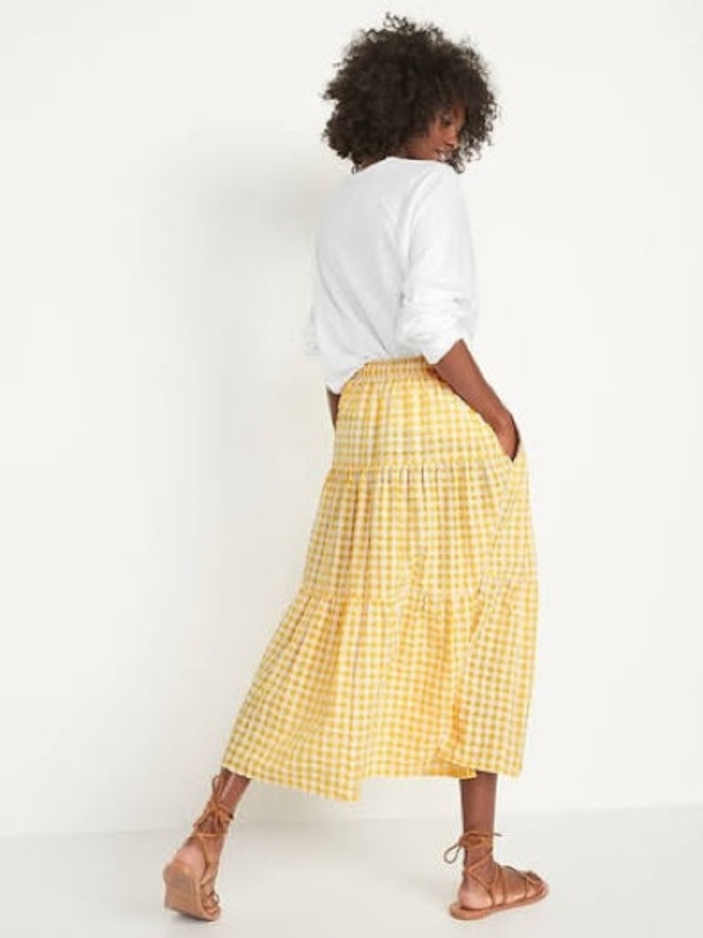 Old Navy High-Waisted Tiered Seersucker Maxi Skirt XS